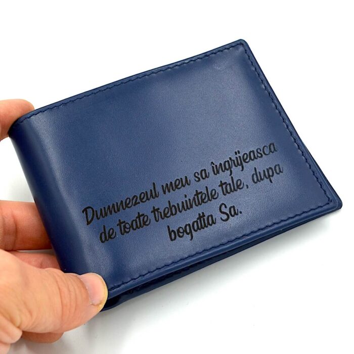 cadou copii portofel personalizat albastru piele