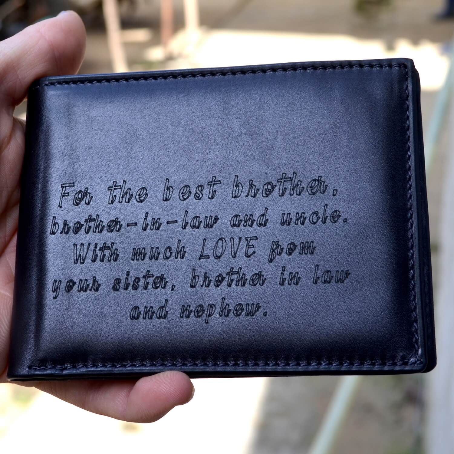 portofel barbati personalizat cu text slim piele