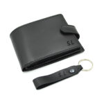 set portofel si breloc barbati piele negru cadou personalizat