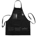 sort de frizer coafor personalizat din textil si piele naturala NEGRU universal M