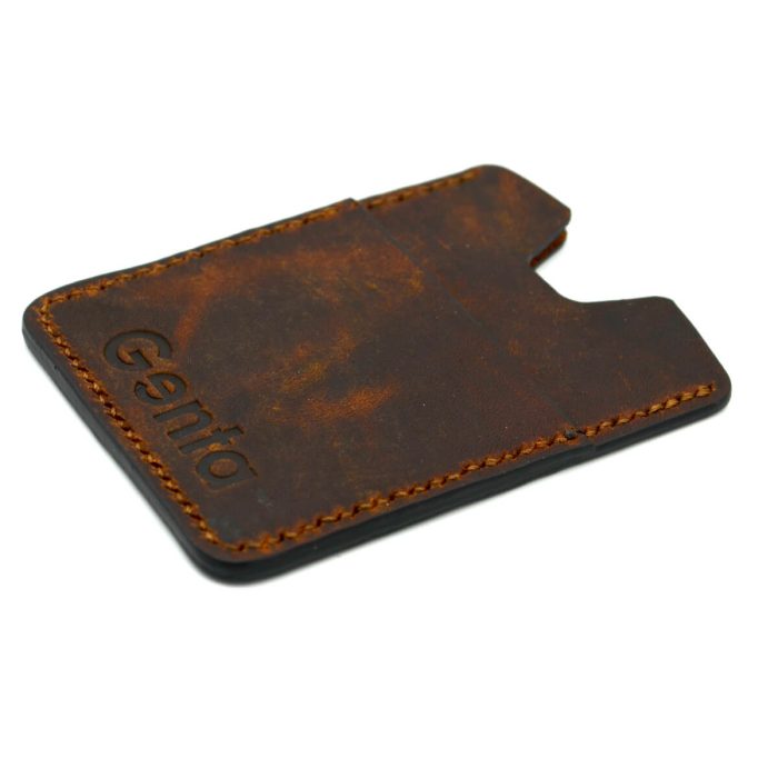 card holder handmade huse card piele naturala maro vintage personalizat cu initiale nume2
