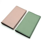 portmoneu de dama personalizat piele verde deschis si roz