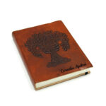 cadou vintage agenda piele tabacita personalizat maro nume5