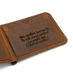 portofel piele vintage maro barbati personalizat text interior