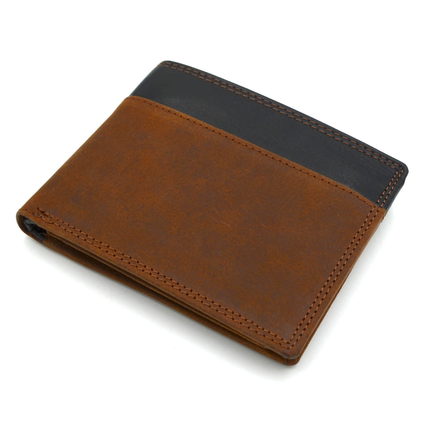 portofel barbati piele bicolor maro negru vintage cadou personalizat1