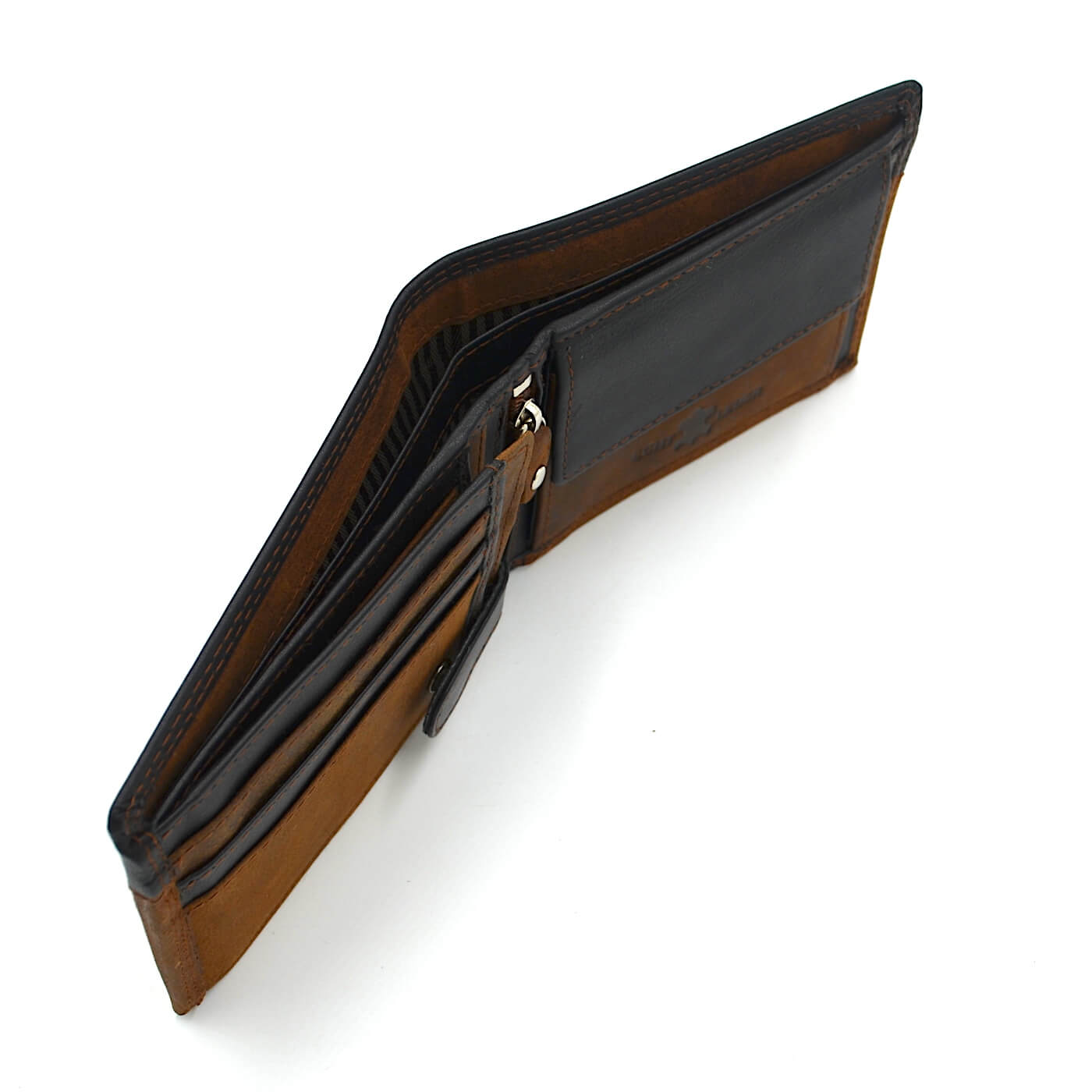 portofel barbati piele bicolor maro negru vintage cadou personalizat4