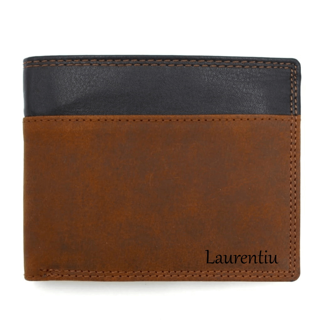 portofel barbati piele bicolor maro negru vintage cadou personalizat8 (1)