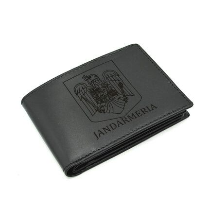 portofel JANDARMERIE personalizat piele naturala neagra cadou barbati