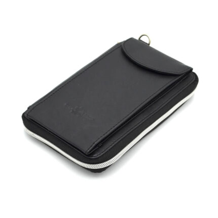 cadou barbati geanta telefon carduri umar piele neagra personalizata