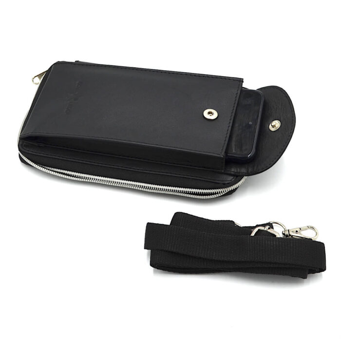 cadou barbati geanta telefon carduri umar piele neagra personalizata3
