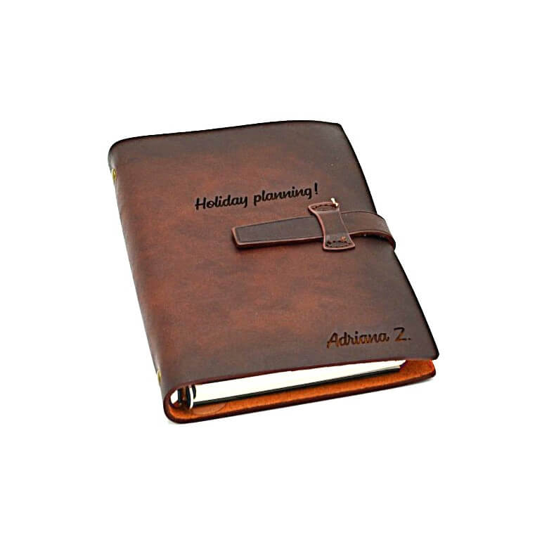 agenda piele maro retro personalizata8