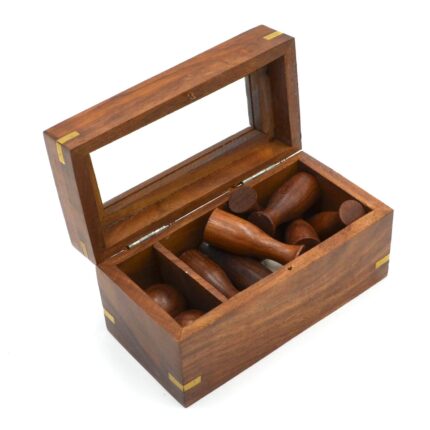 cadou joc mini popice bowling din lemn inntr o cutie personalizata