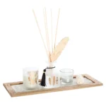 set decorativ cu parfum de camera si lumanari feather box