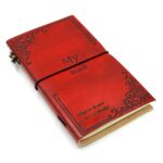 jurnal piele vintage rosu my book personalizat