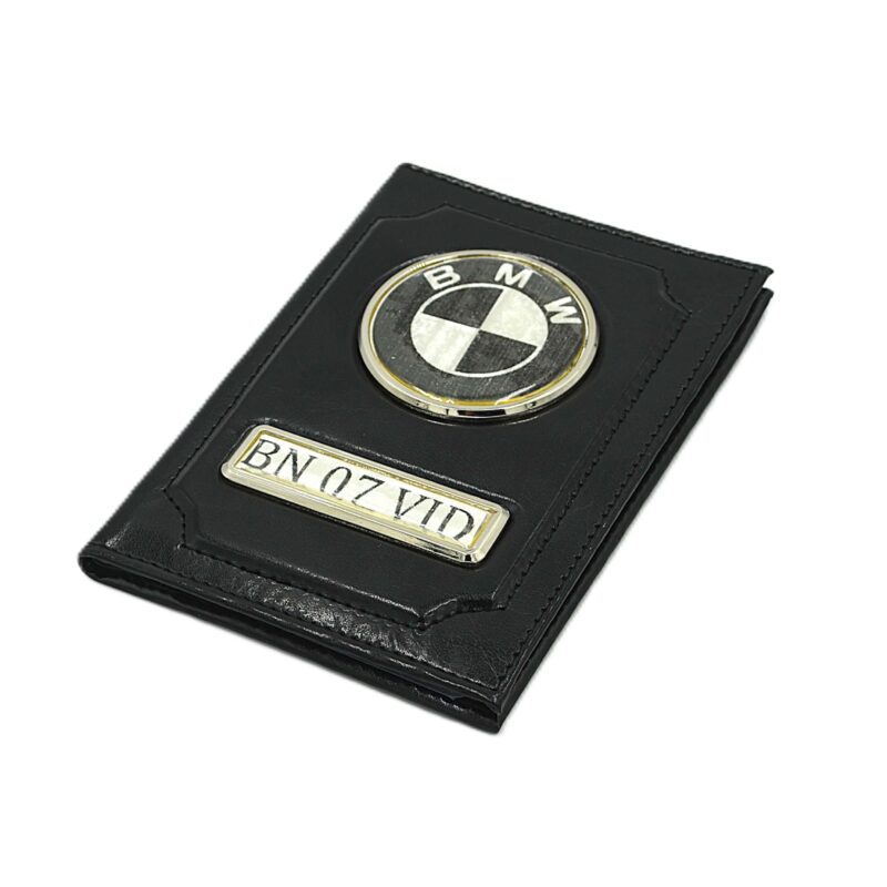 portofel acte auto personalizat logo numar piele naturala neagra